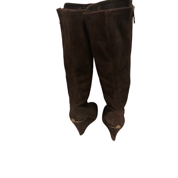 Tory Burch size 6 1/2M Brown Suede Wedge Heel Long Boots - Picture 6 of 11